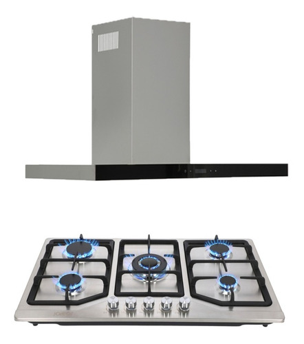 Combo 3722 Parrilla Inox 86cm Y Campana Pared Ac Inox 90 Cms