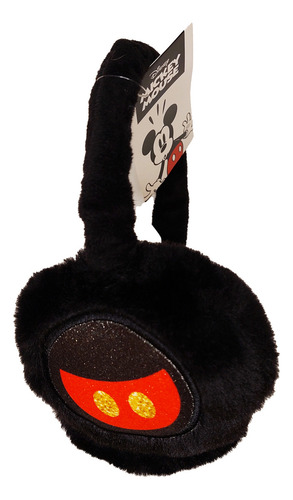 Orejeras Peludas Niños Infantil Peluche Invierno Disney Color Mickey Mouse Negro