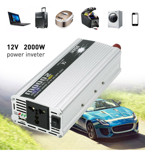 ~ Cargador Inversor De Corriente Para Coche De 2000 W, 12 V