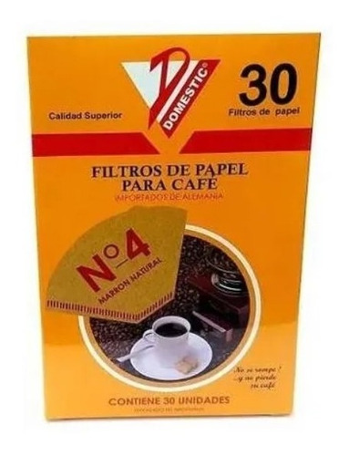 Filtros De Papel N4 Domestic Para Cafeteras Caja De 30 Unid