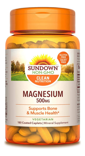 Magnesio 500 Mg Natural Cabello Sano Sundown 180 Capsulas