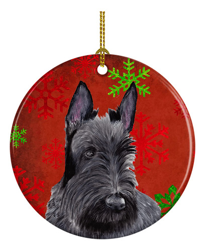 Caroline's Treasures Scottish Terrier Copos De Nieve Rojos Y