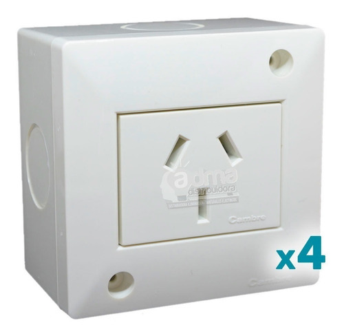 Caja Exterior 4262 Cambre + Modulo Toma 10a 6904 Pack X4