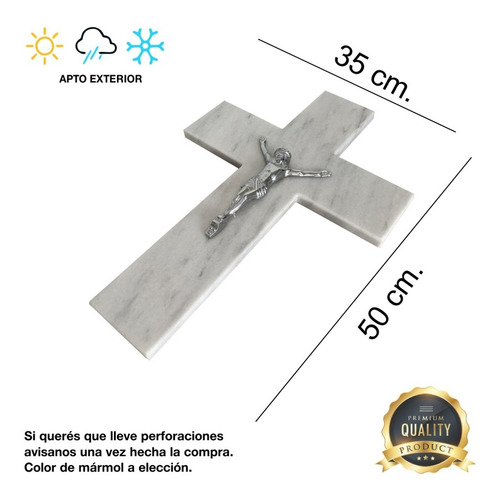 Imagen 2 de 10 de Cruz De Marmol Con Cristo Para Cementerio, 50x35cm.