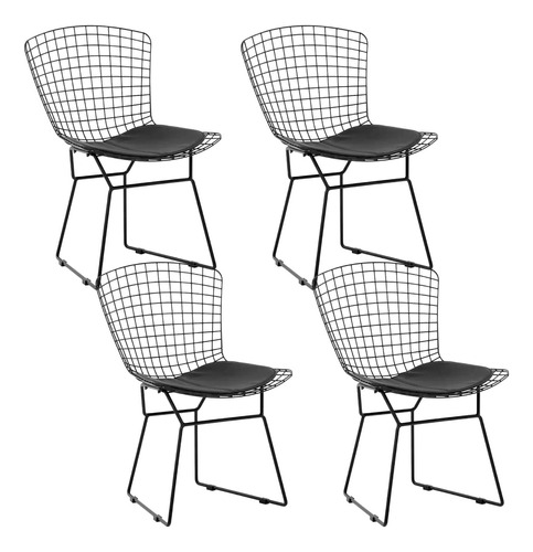 Pack De 4 Sillas Bertoia Metal De Terraza Living Comedor Aco