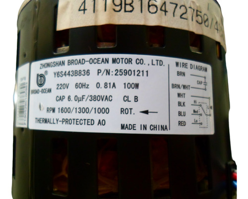 Motor C/ Turbinas Evaporadora 48000 - 80000 Btus Carrier