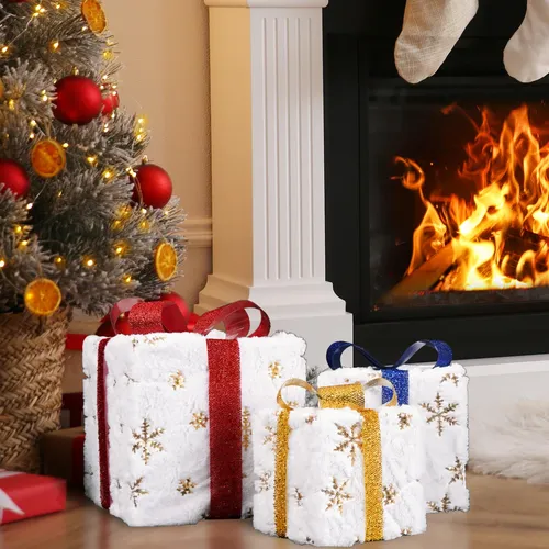 Christmas Lighted Gift Boxes Decorations Husuime Set Of 3