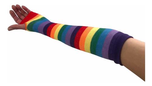Arcoiris . Guantes Tejidos Sin Dedos Al Codo Arcoíris