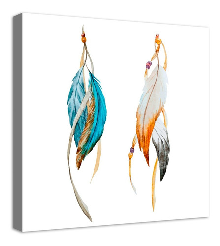 Cuadro Decorativo Canvas Moderno Plumas Acuarela