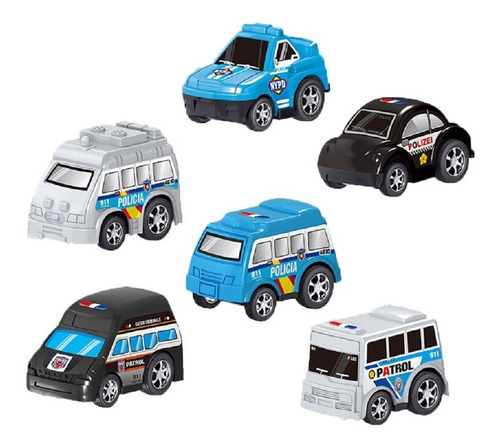 Kit Com 6 Mini Car Police De Fricção 0872 - Shiny Toys