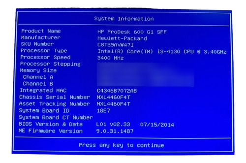 Equipo Hp Prodesk 600 G1 Sf Core I3 4th Ram8gb Ddr3 Hdd500gb (Reacondicionado)