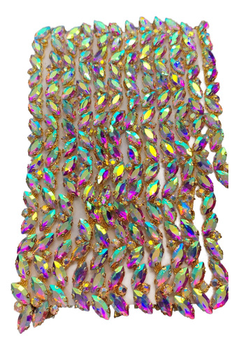 Aplicacion De Strass Tira De 4.5mts X 10mm Dorado/tornasol