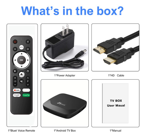 Convertidor Smart Tv Box Z6 Mini Android 13 4k Wifi 5g Voz Negro De Voz
