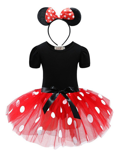 Vestido Casual De Minnie Mouse Rojo/rosa Con Orejas