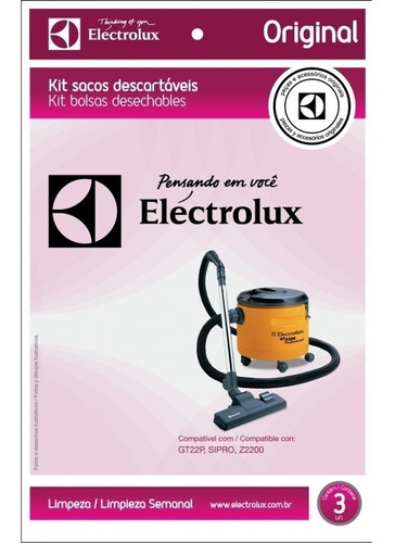 Saco Electrolux Aspirador Gt2200 A170 C/ 3 Unidades Original