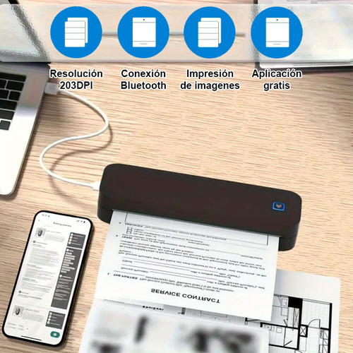 Impresora Termica A4 Portatil Bluetooth Incluye Rollo Papel