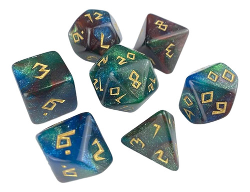 Juego De Dados Poliédricos D20 D12 D10 D8 D6 D4, 7 Piezas