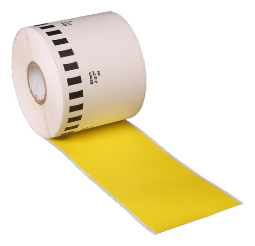 7 Rollo Continuo Amarillo 62mm Y 3pzs Blanco De 62mm