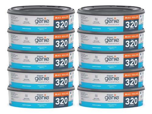 Diaper Genie Repuesto Original Capacidad 320 Pañales 10pzas