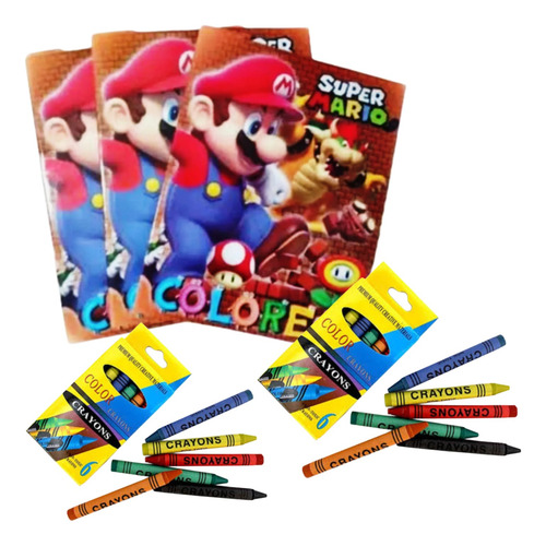 Mario Bros Cumpleaños Libros Colorear 10 Piezas