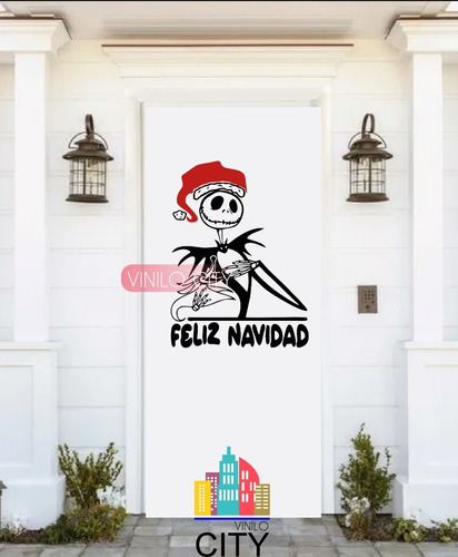 Vinil Decorativo Jack Navideño Para Pueta Navidad