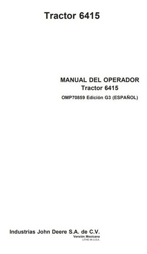 Manual De Operador Tractor John Deere 6415