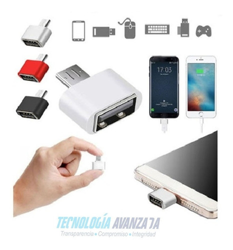 Adaptador Otg Entrada Usb Hembra A V8 Macho Celular, Mandos