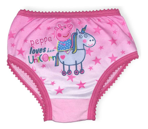 Bombacha Infantil De Cerdita Pig Rosa Detalle Puntilla