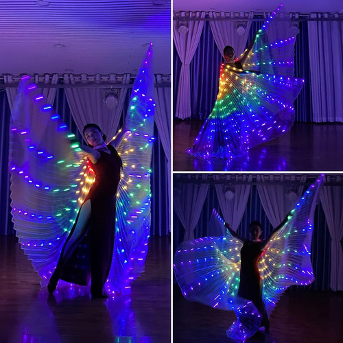 Alas de hada LED iluminadas para niños y adultos, alas de mariposa brillantes y multicolores para fiestas y eventos encantadores (57 pulgadas para niños, luces arcoíris)