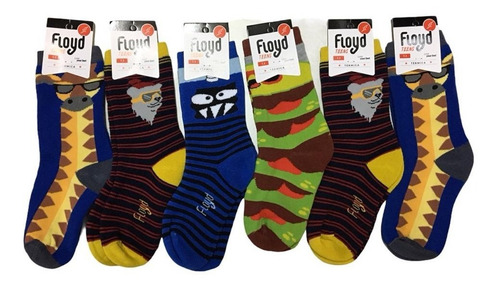 Imagen 1 de 6 de Pack X6 Floyd Medias Termica Niño Estampada Art. 55 T. 3