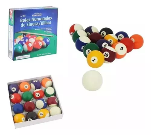 Jogo Bolas De Bilhar Sinuca Numeradas 52mm Snooker - Billiard - Bolas de  Sinuca / Bilhar - Magazine Luiza