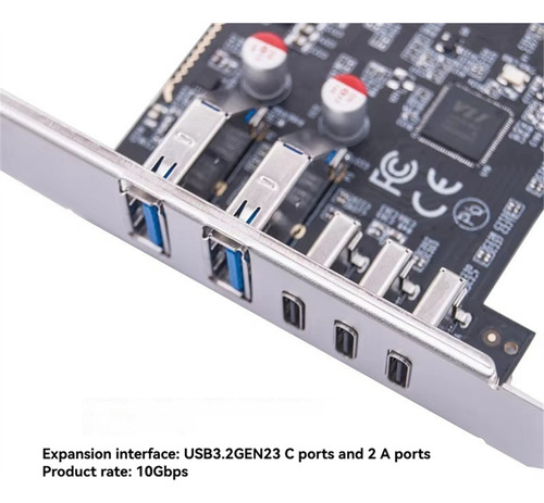 Tarjeta De Expansión Usb3.2 Gen2 Usb-a + 3 Puertos Tipo C De