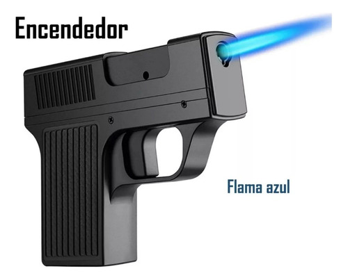 Encendedor Y Cigarrera Forma Pistola Flama Azul Prueba Vient