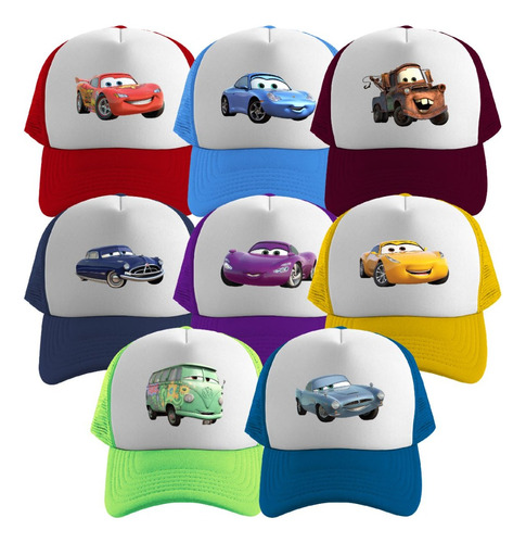 12 Gorras Sublimadas Modelo Disney Pixar Cars Mayoreo