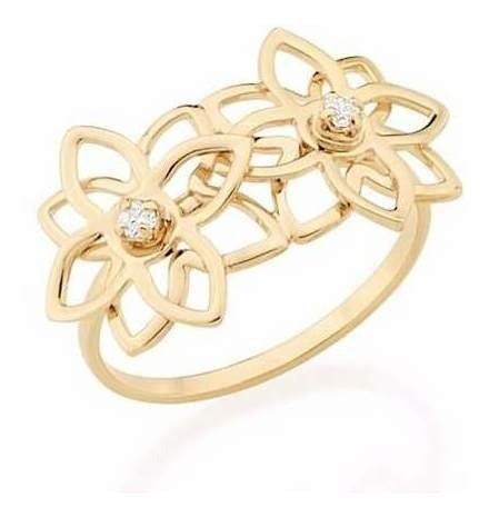 Anel Rommanel Skinny Ring Flores Com Zircônia 512229