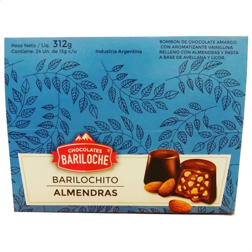 Bombones Barilochito Tradicionales Chocolates Bariloche almendras con almendra caja 312 g pack x 12