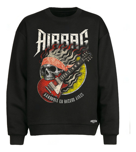 Buzo Cuello Redondo Airbag Calavera Guitarra Por Underfan