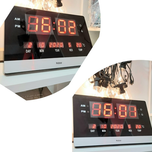 Reloj Digital Led De Pared 33 X 20 Calendario Temperatura