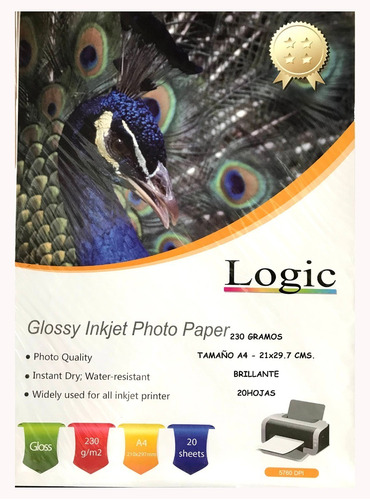 Papel Fotografico Glossy 230 Grs A4 20hojas Logic