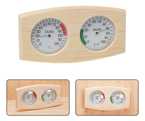 . 1x Termómetro De Sauna De Grano De Madera E Higrómetro