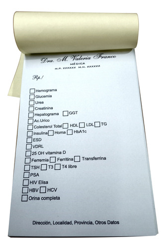 30 Block Recetarios Médicos - 11x17cm. Papel Blanco De 70gr.