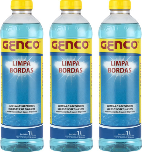 Kit 3 Unidades Genco Limpa Bordas Para Piscinas 1l