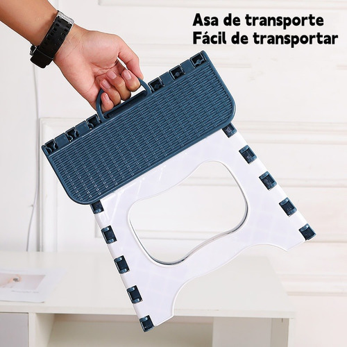 Piso Plegable Plastico Piso Escalera Taburete Banquito 39cms Plástico Azul Acero
