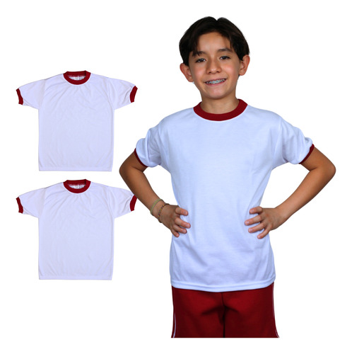 2 Playera Cuello Redondo Uniforme Escolar Camisa Deportiva