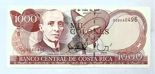 Billete 1000 Colones 1997 Costa Rica Xf