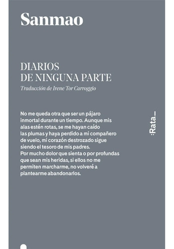 Diarios De Ninguna Parte, De Sanmao. Editorial Rata, Tapa Blanda En Español