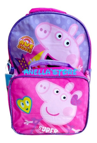 Mochila Pepa Pig Más Lonchera Escolar Original Licencia 