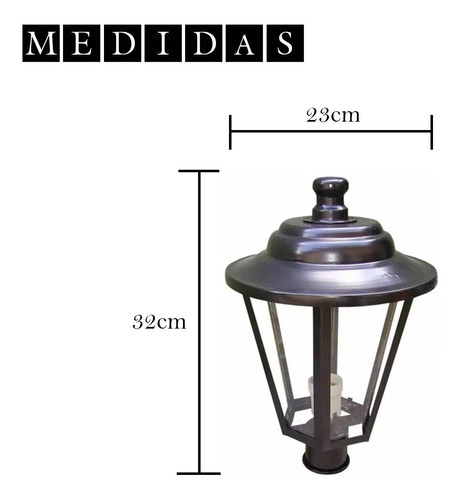 Imagen 2 de 10 de Pack Farol Poste 1030 / Poste De 2 Mts Con Base Para Amurar