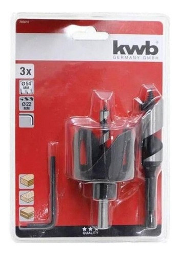 Imagen 1 de 2 de Kit Para Instalación De Cerradura 3pzas Con Brocas Kwb