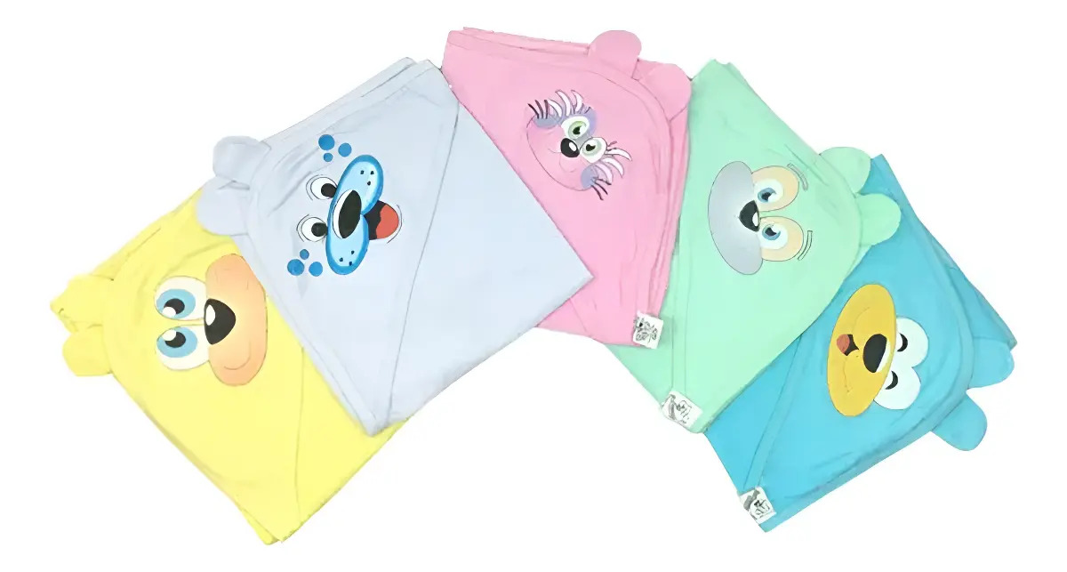 Toalha de Banho Infantil com Capuz Orelhinhas Rosa 65x65cm Algodão
